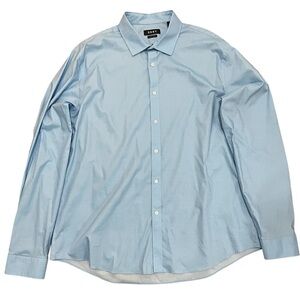 DKNY Slim Fir Stretch Baby Blue Long Sleeve Button Up Shirt 18 36/37 2XL